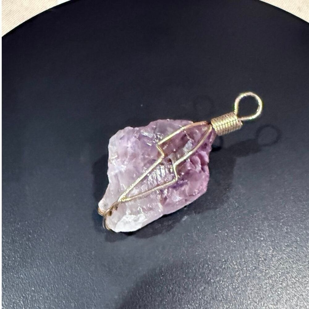 Natural Amethyst Wire Wrapped 2” Pendant